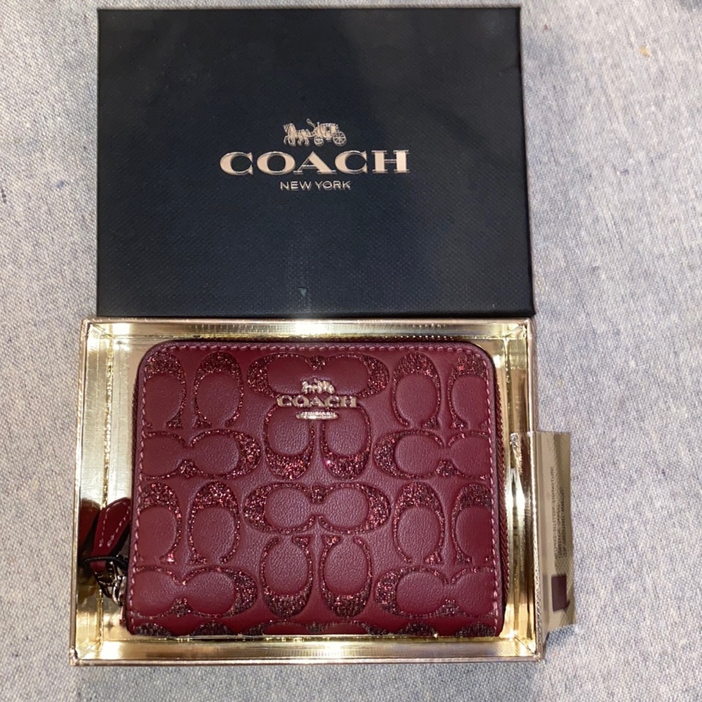 Authentic Boxed Glitter Signature Coach Wallet